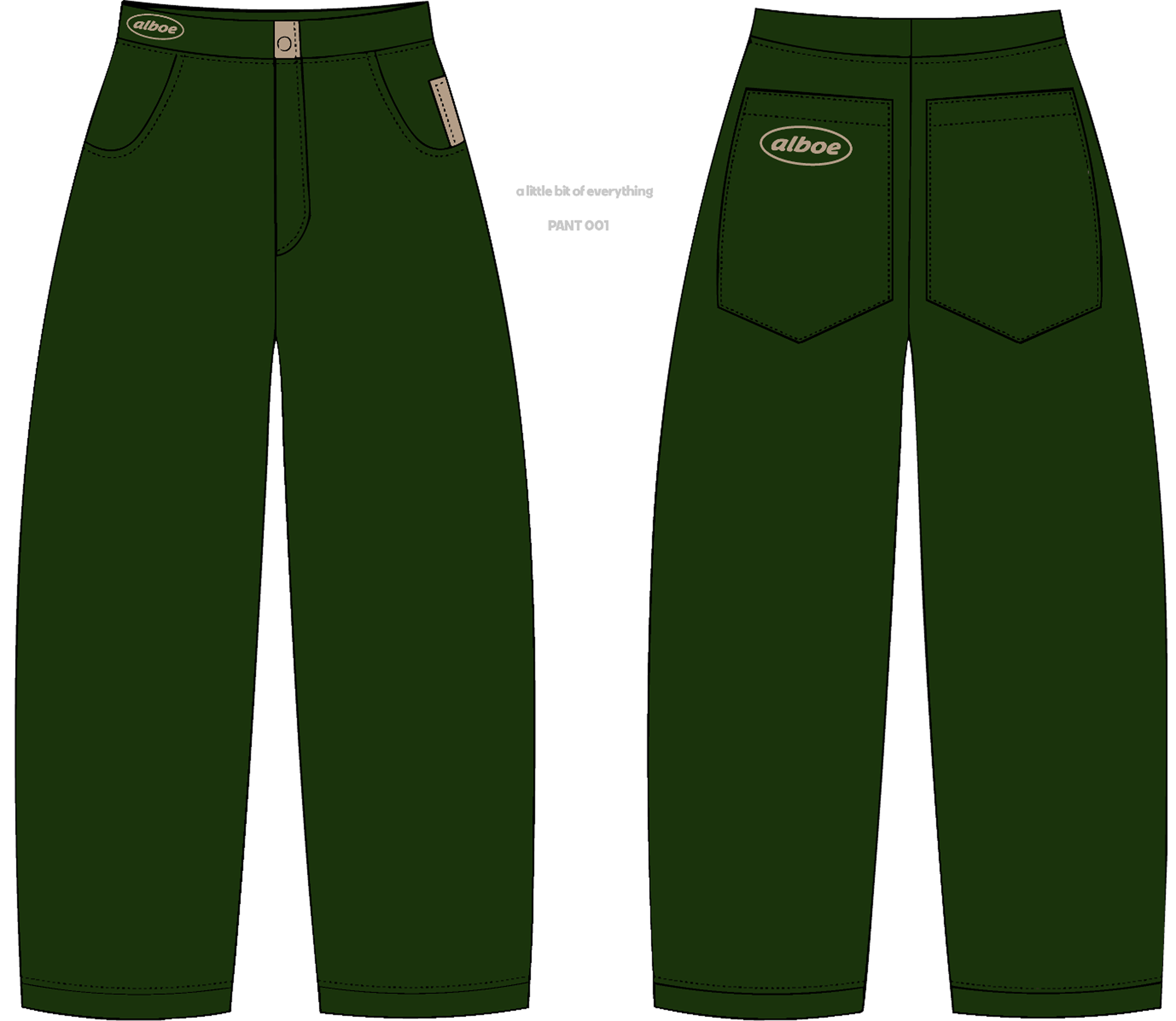 Green pants mockup front and back