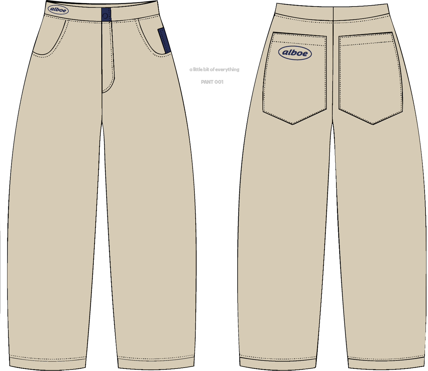 Sand pants mockup front and back